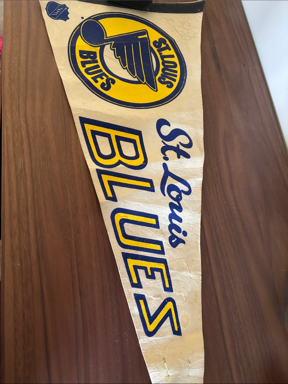 St. Louis Blues Vintage Pennant - Yellow & Blue 1980s? NHL